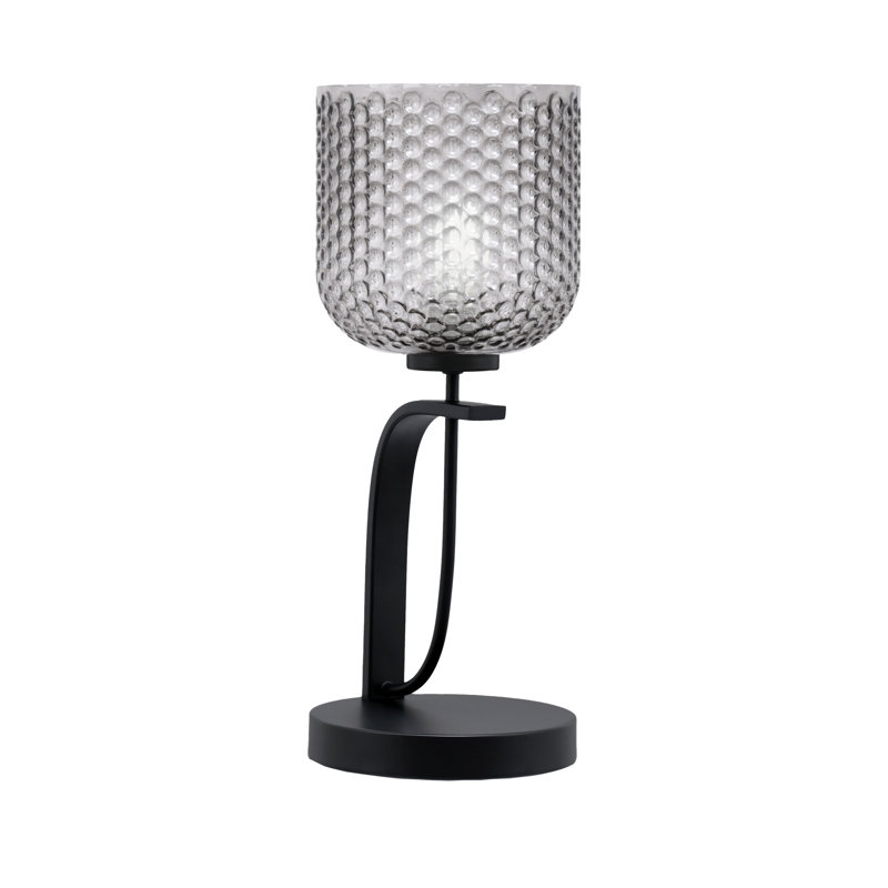 Lampe d'appoint Colleps Cavella avec verre fumé texturé 7 po, Noir mat