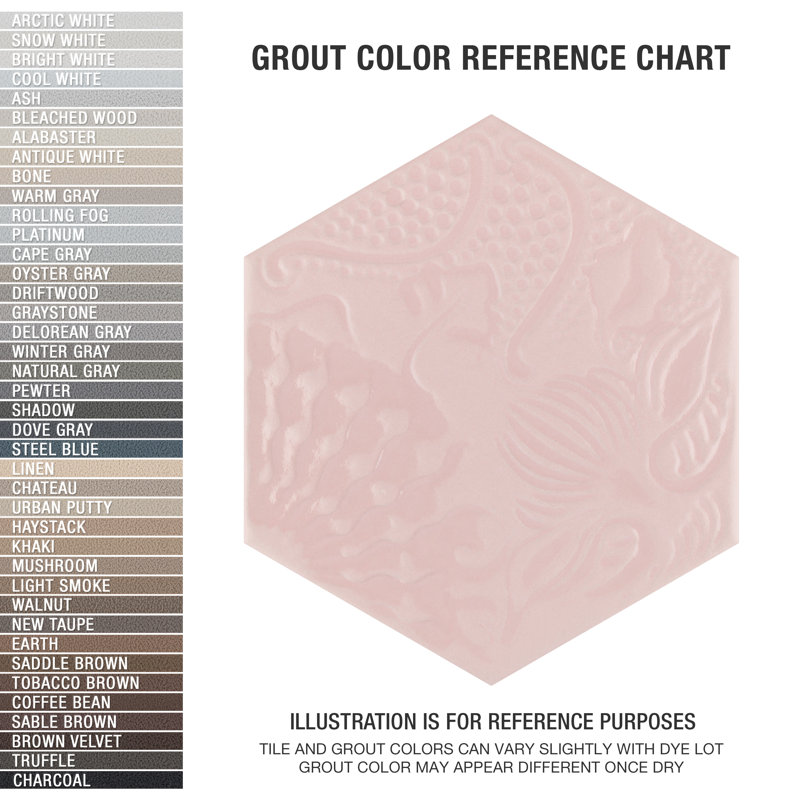 Gaudi Lux Hex 9" x 10" Porcelain Patterned Wall & Floor Tile, Rose