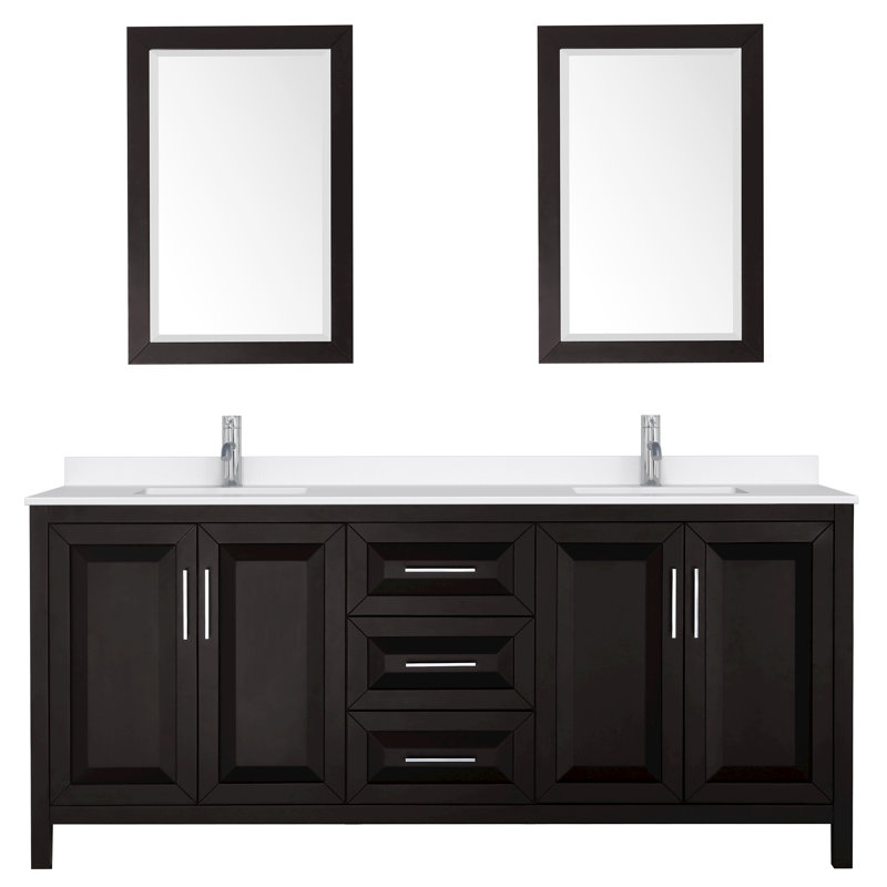 Daria 80'' W Vanity, Brown, Polished Chrome, Giotto Quartz