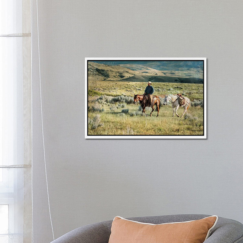 Headed To Mend Fence by Rhonda Thompson - Floater Frame Gallery-Wrapped Canvas Giclée on Canvas