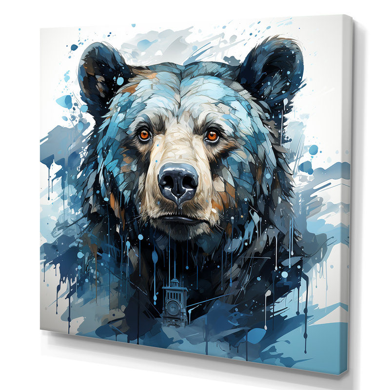 Représentation abstraite d'un mouvement d'ours sur toile, H 36 po x l 36 po x P 1,5 po, Toile tendue