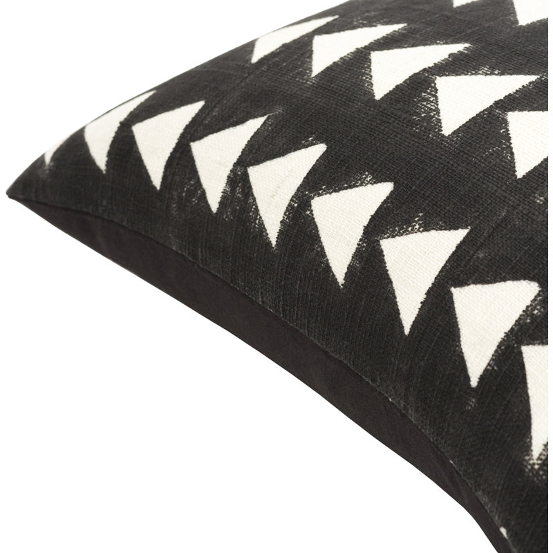 Clarisse Black and Cream Geometric Cotton Throw Pillow 20" x 20"