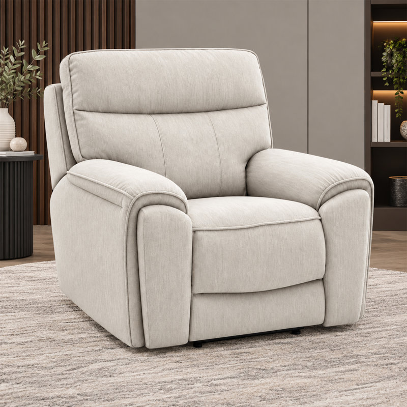 Ensemble de salon inclinable Maddox 3 pièces en tissu texturé avec canapé, causeuse, fauteuil et porte-gobelets dissimulés