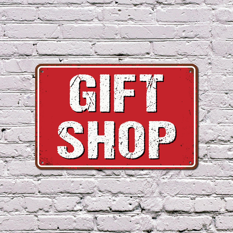 Enseigne en plastique 8 po x 12 po Gift Shop Street