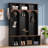 Farmhouse Style Hall Tree with Arched Design, Practical Entryway Storage Bench with 5 Black Hooks, Minimalist 4-in-1 Hallway Shoe Cabinet with 7 Cubbies-70336845