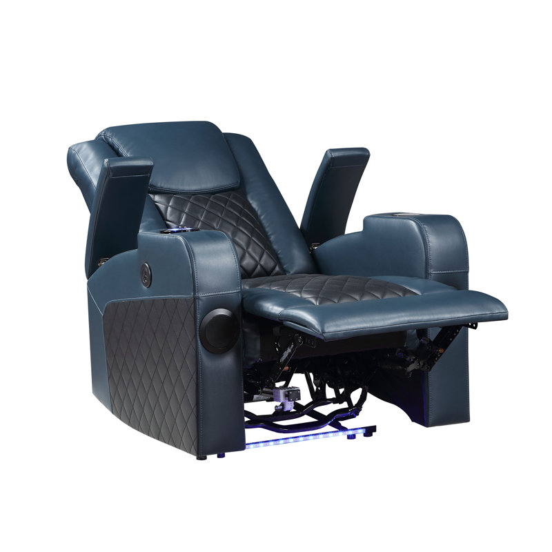 Fauteuil inclinable électrique Aair avec Bluetooth Alair, Black/Blue Faux Leather