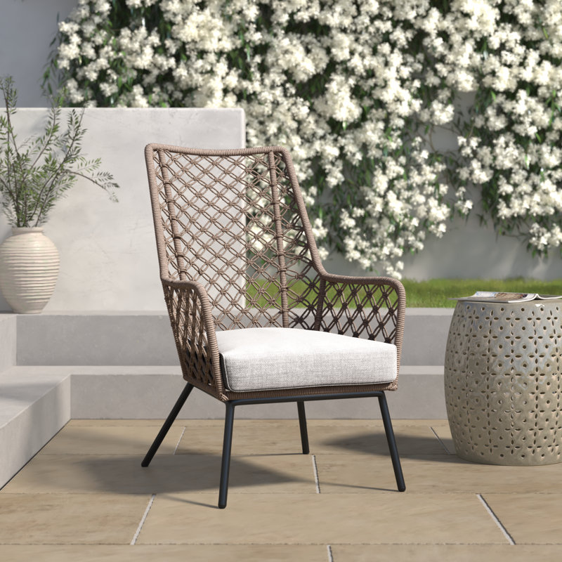 Mikah Charnece Patio Chair with Cushions, Truffle
