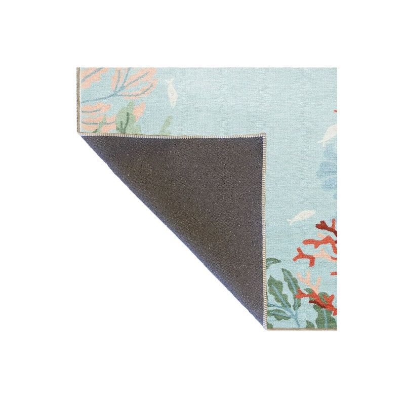 Tapis décoratif moderne à motif de plante de poisson bleu clair lavable à la machine