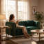 63" Haycraft Loveseat, Button Tufted Rolled Arm Sofa with Gold Legs, Green
