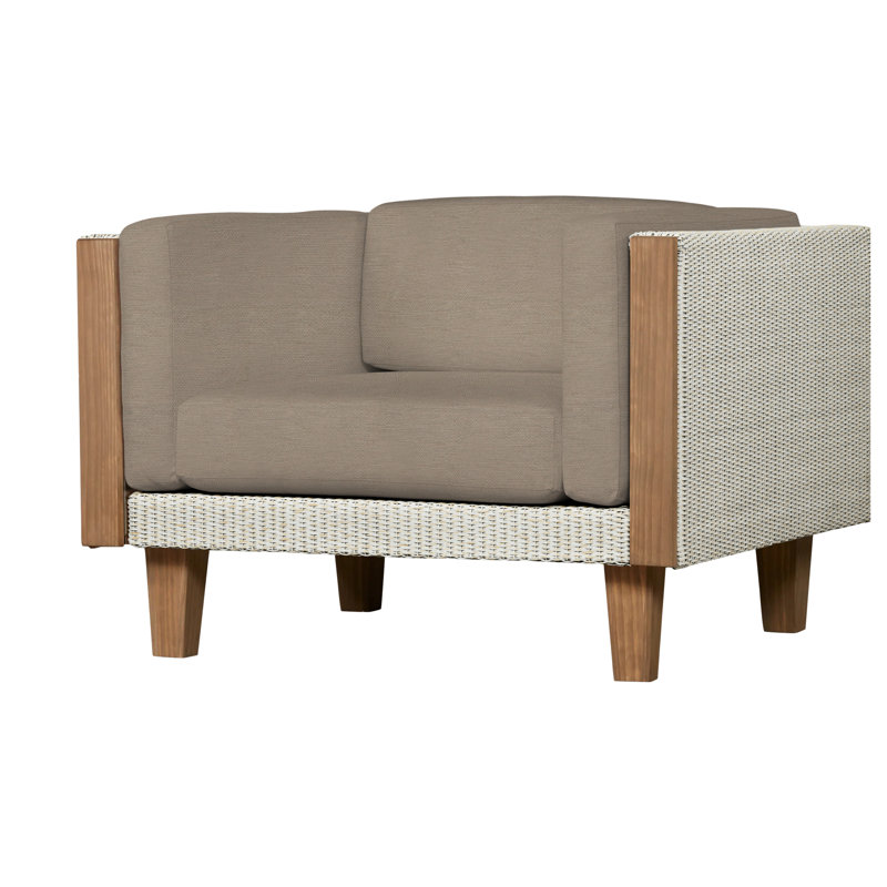 Catalina Outdoor Teak Lounge Chair, Demo Mist, Antique White