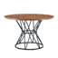 Table de salle à manger ronde 47,3 po pour 4-6, plateau industriel moderne en bois aggloméré grain de bois avec base en sablier noir-1830393862
