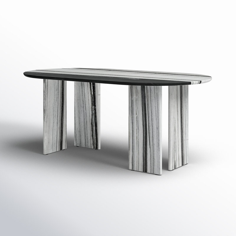 Arian 72'' Oval Marble Dining Table, Panda