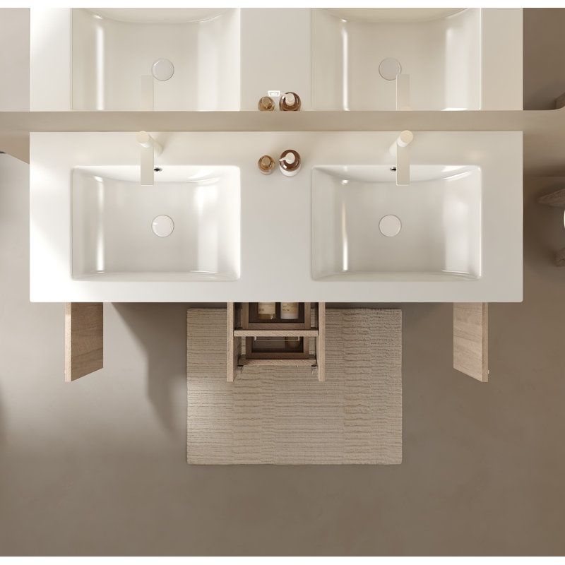 Lavabo de salle de bain 60 "sans armoire, avec cuve en acrylique blanc LUCCI