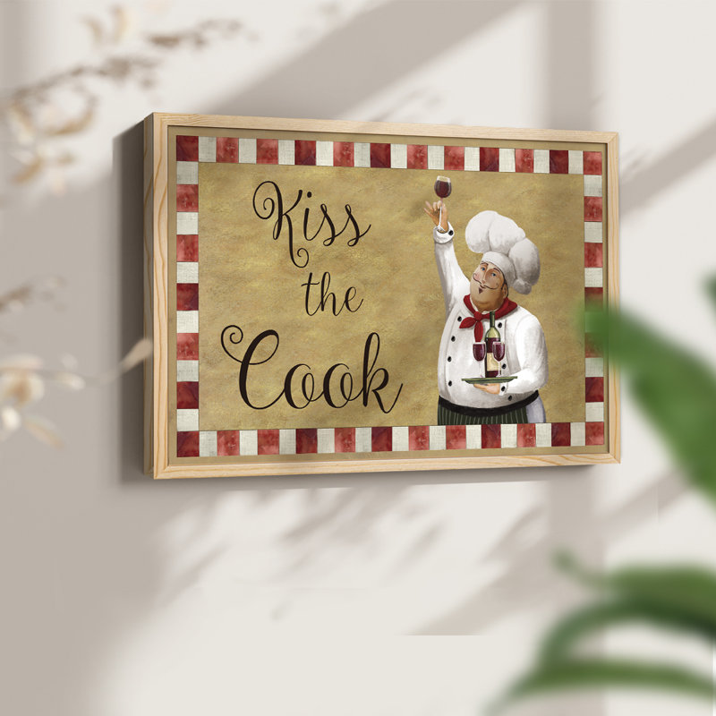 Kiss The Cook -Framed Print - Restickable, Naturel, H 11 po x l 14 po