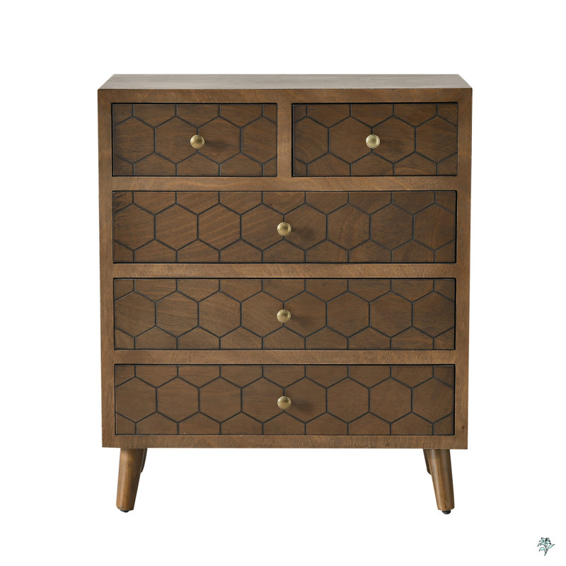 Handcrafted Accent Drawer With Abstract Carvings