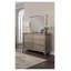 Commode 6 tiroirs argent antique avec miroir, fabrication en bois massif et en placage, mobilier de chambre contemporain