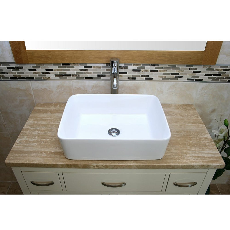 Roderick 1000mm Single Bathroom Vanity with Basin, Travertine, White