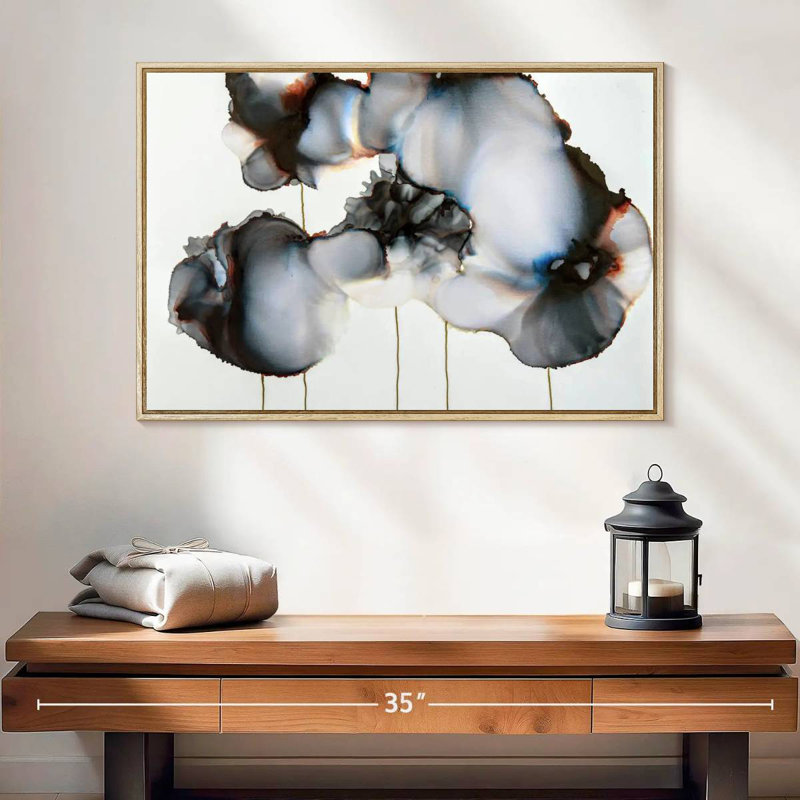 Sonnet noir I, 25 po x 17 po, Cadre flottant en bois naturel