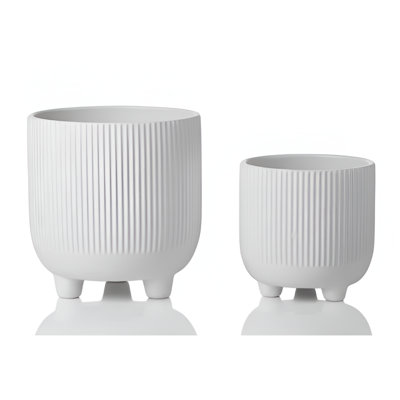 Pot rond en céramique blanc mat