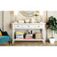 Console simple avec trois tiroirs et tablette inférieure - tiroirs blanc antique. Bois massif. Spacieux pour le rangement. Capacité de table de 220 lb, capacité de 66 17 tiroirs. 50 po de longueur x 15 po-2087193724