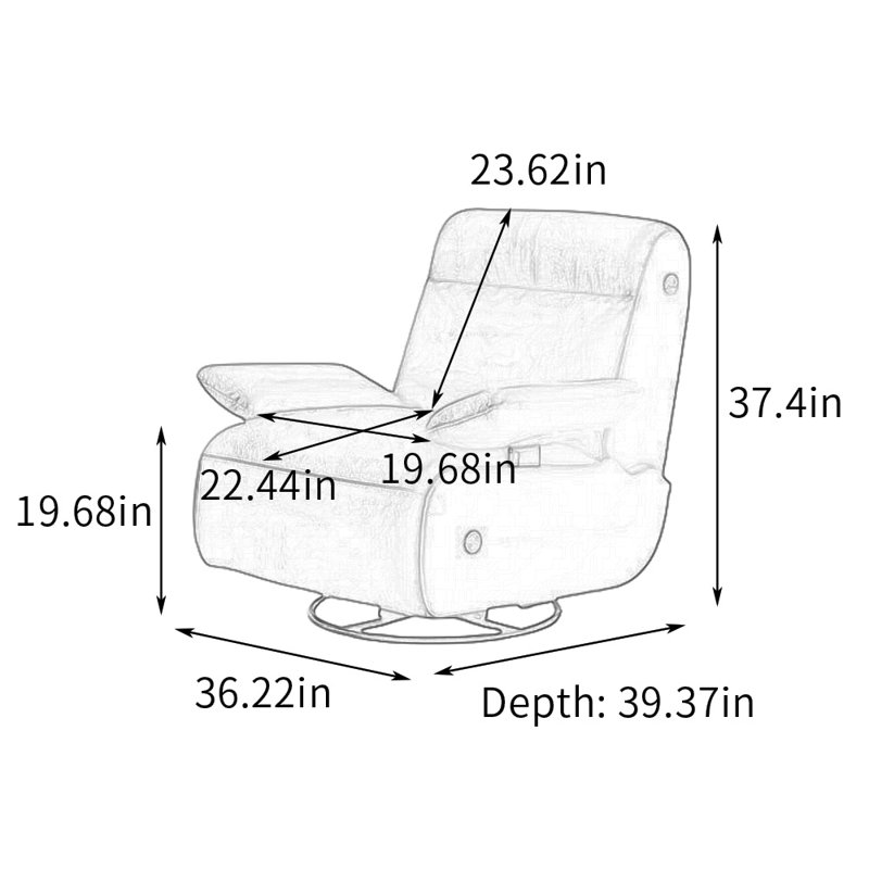Functional Single Recliner with Storage Pocket, Brown
