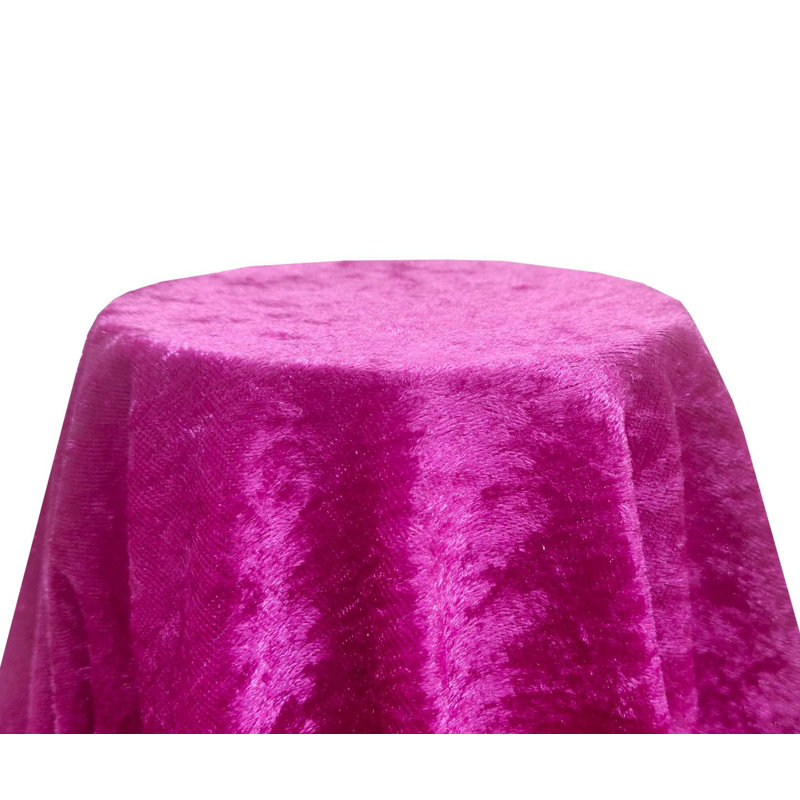 Purple Crushed Velvet Tablecloth 120'''', 108cm W x 108cm L, Hot Pink