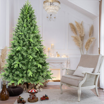 Classic Christmas Tree With 636 PE+PVC Tips, Realistic Hinged Branches, Easy Assembly, Stable Metal Stand, Full Natural Look For Holiday Decorating