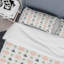 Motif géométrique triangulaire gris foncé - cercles roses - ensemble de housse de couette moderne - microfibre de polyester-1724997792