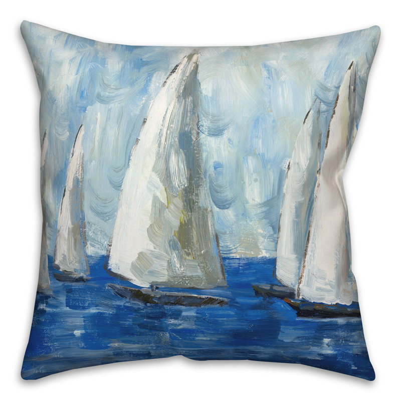  Housse de coussin d'extérieur carré peint, Bleu