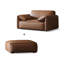 Chaise avec accoudoirs et coussin en cuir brun brun avec repose-pieds
