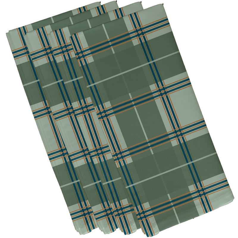 Abbot Polyester Plaid Square Napkin, 18" W x 18" L, Green/Green