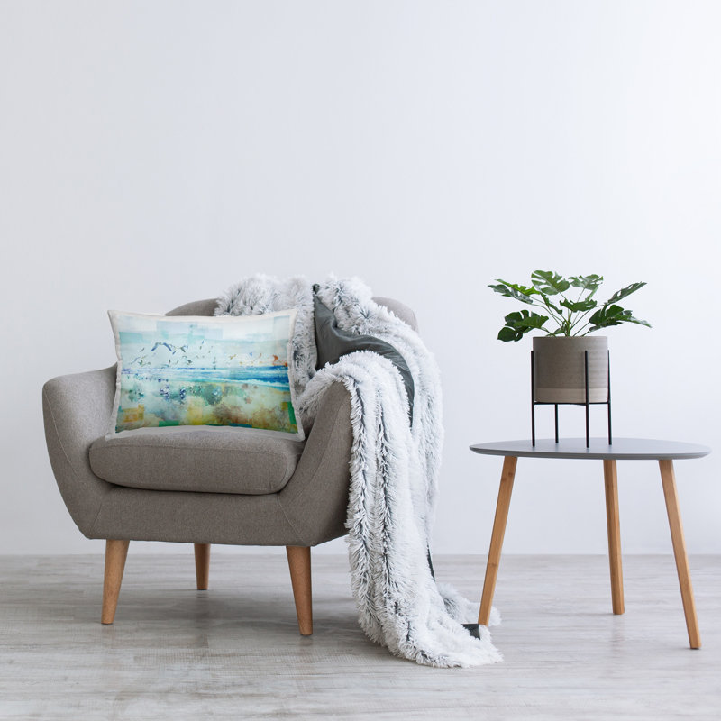 Abstract Birds Over Beach Decorative Printed Throw Pillow Design by Dan Meneely