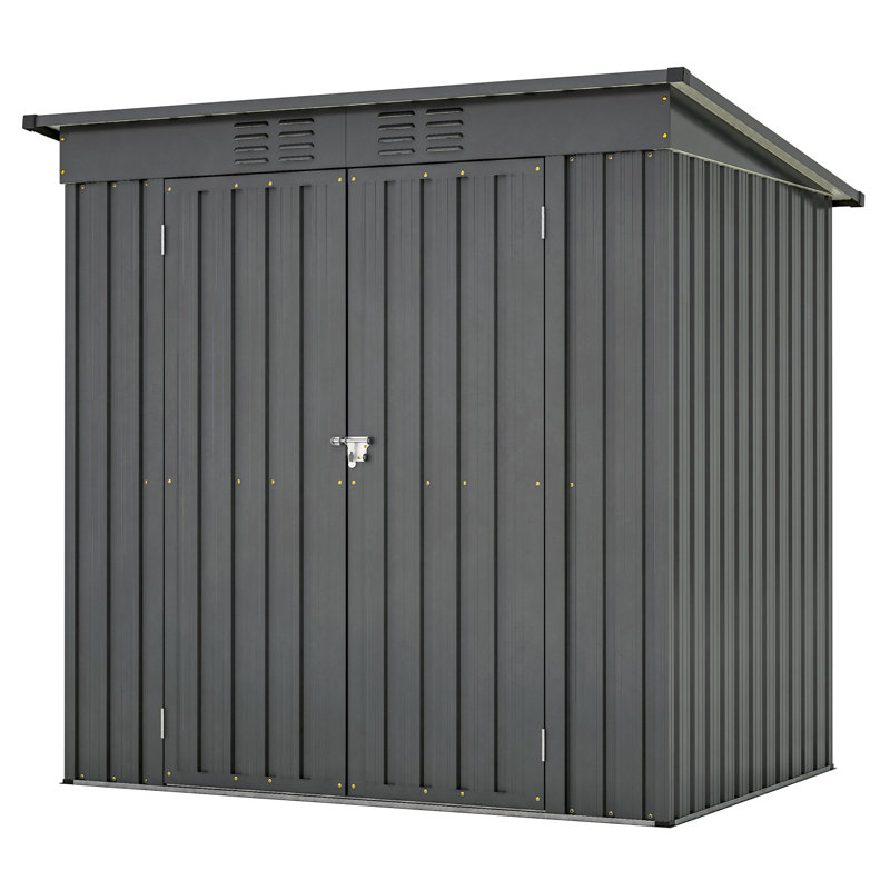 Remise de rangement extérieure en métal 6 pi x 4 pi avec porte à charnière, serrure et ventilation Mondawe