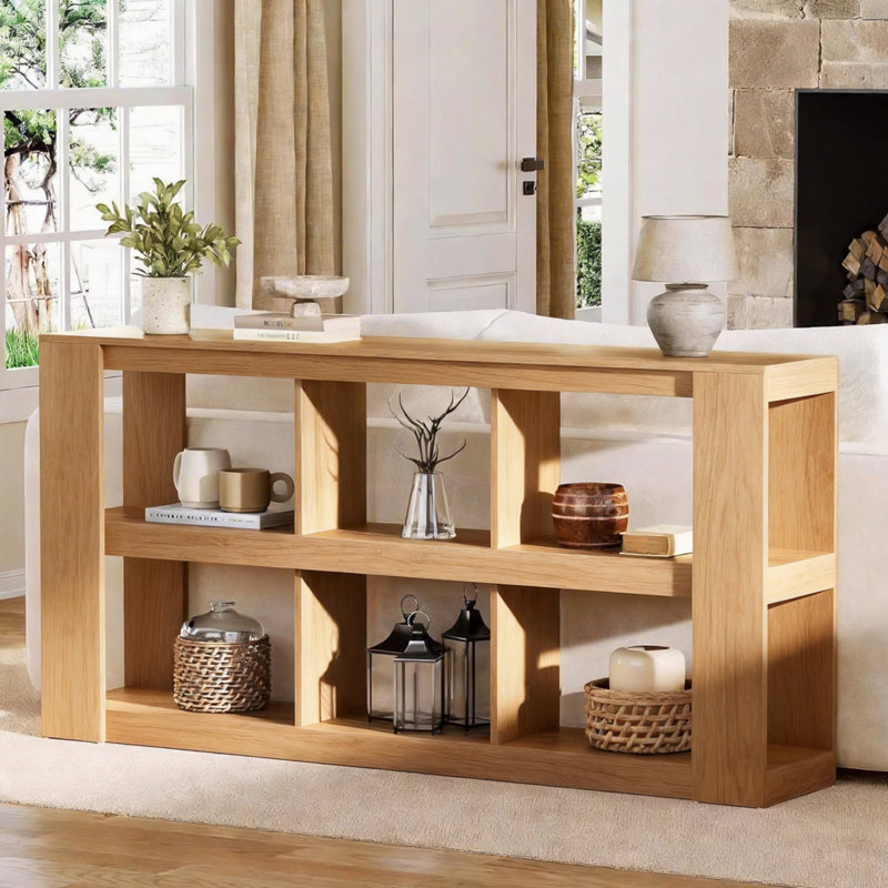 Console de style nordique simple et élégante, H 29,5 po x l 78,7 po x P 11,8 po, Bois naturel, Bois naturel, Bois naturel
