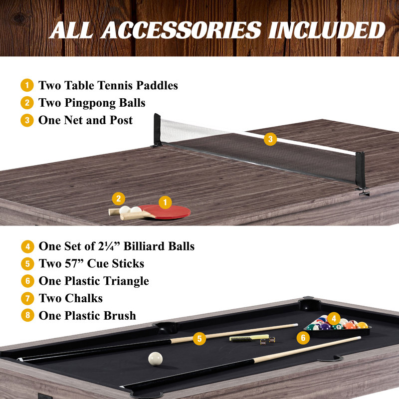 Monterey 7' Brown 3-in-1 Pool, Ping Pong, and Dining Table