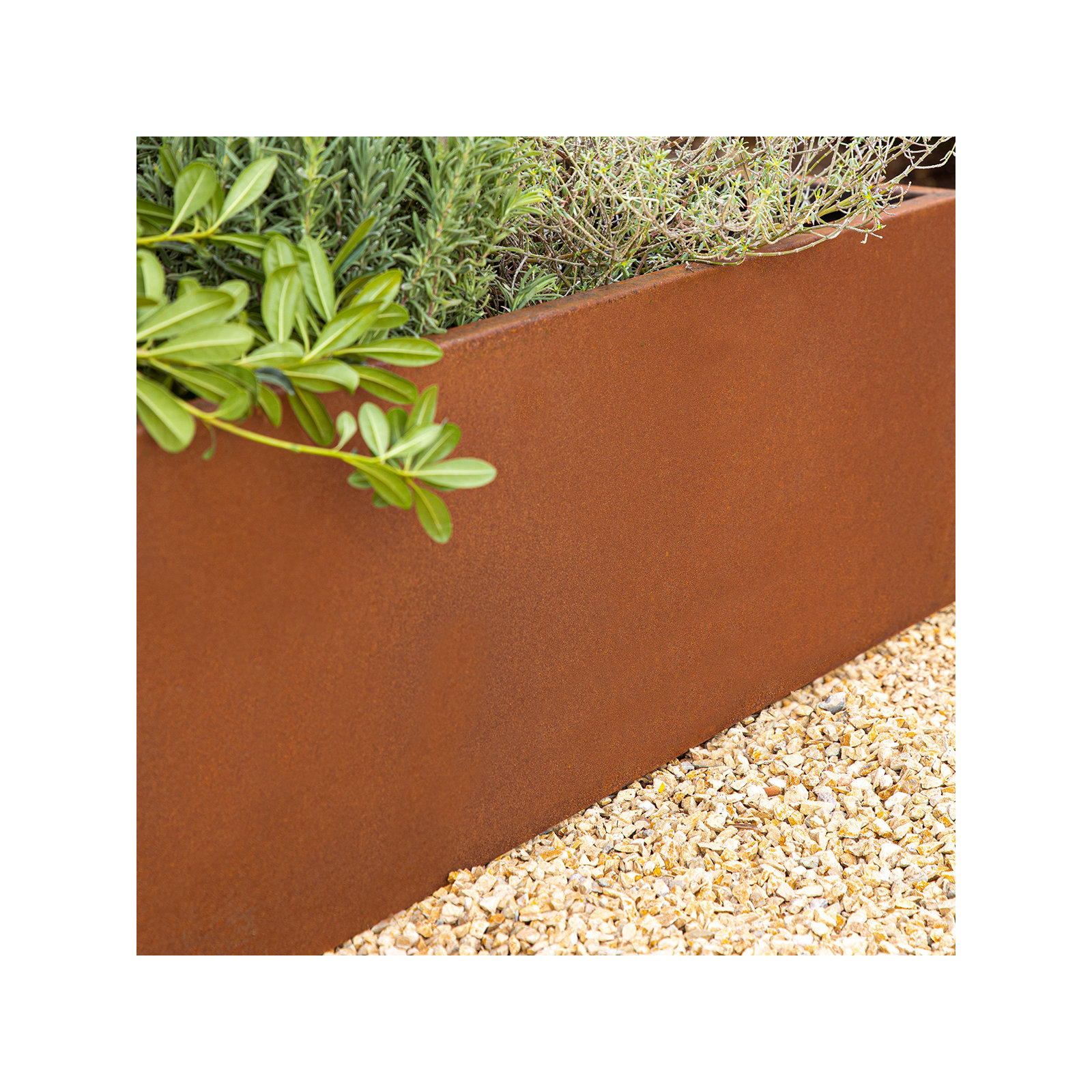 Corten Steel Series Long Box Planter, 13" H x 25" W x 11" D