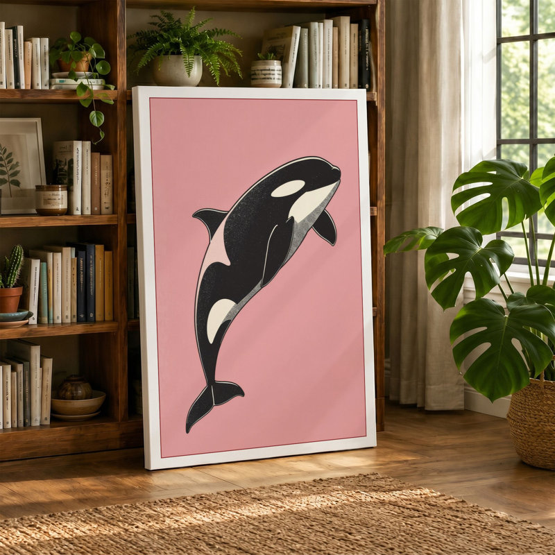 Leaping Orca Modern - Wrapped Canvas, 18x12 - 45.7 x 30.5 cm, White Border