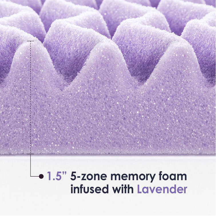 Mellow 4 inch 5-Zone Memory Foam Mattress Topper Cooling Gel Infusion Queen