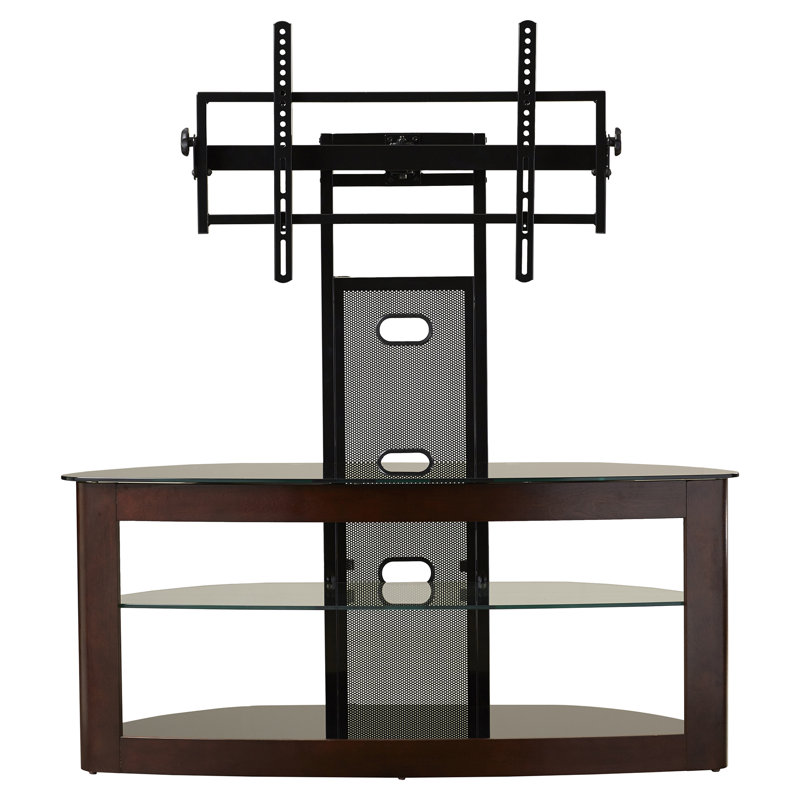 Kyan Curved Wood TV Stand with Mount for Up to 85" TVs, Espresso