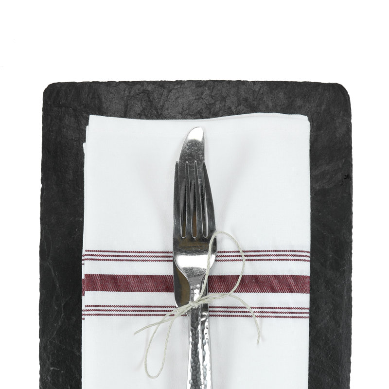 Polyester Striped Rectangle Napkin, Burgundy
