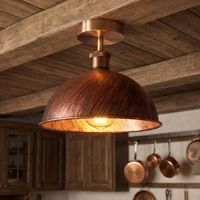 Semi Flush Mount, Rustic Red