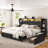 Shila Farmhouse Storage Bed with Bookcase Headboard-1128658725-1128658720