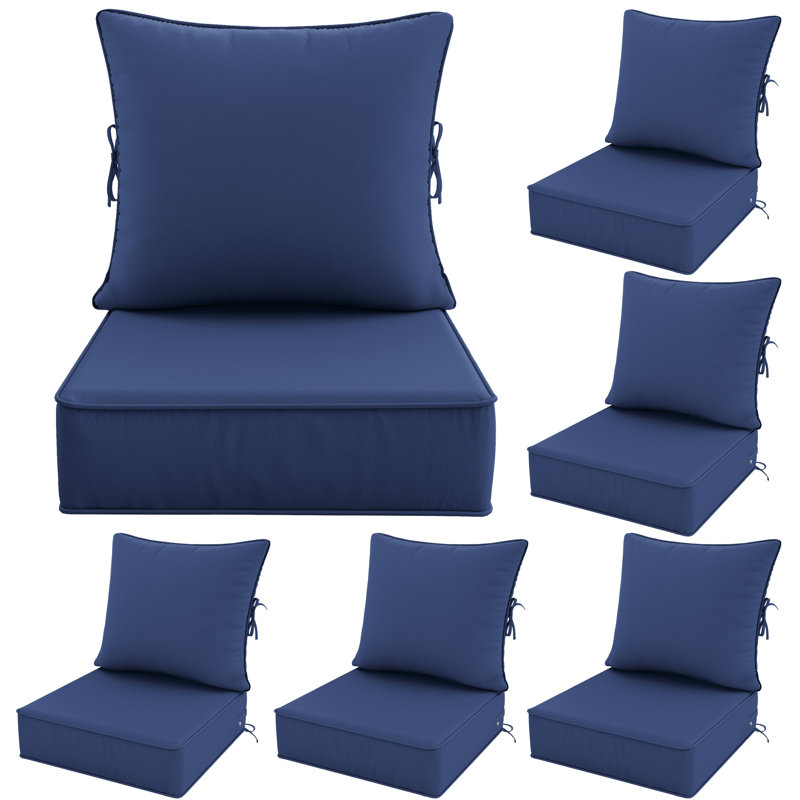 Outdoor Deep Seat Cushion Set – 6.5” Thick, Non-Slip Patio Cushions For Chairs, Sofas, And Couches, Blue