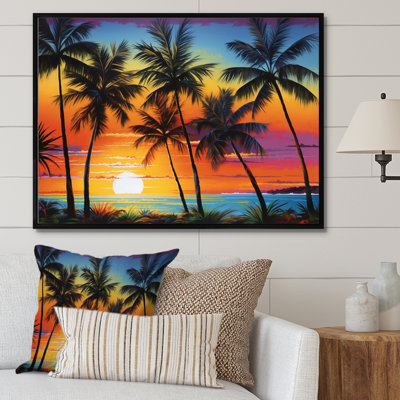 «Colorful Bold Palm Trees Landscape IV - Palmiers et palmiers», art encadré