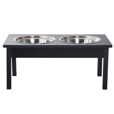 Bol à nourriture pour chien surélevé de 23 po - en bois noir, favorise la digestion et la santé, détachable pour un nettoyage facile, fabrication stable en bois noir robuste, encourage une bonne posture de consommation, se tient à l'écart