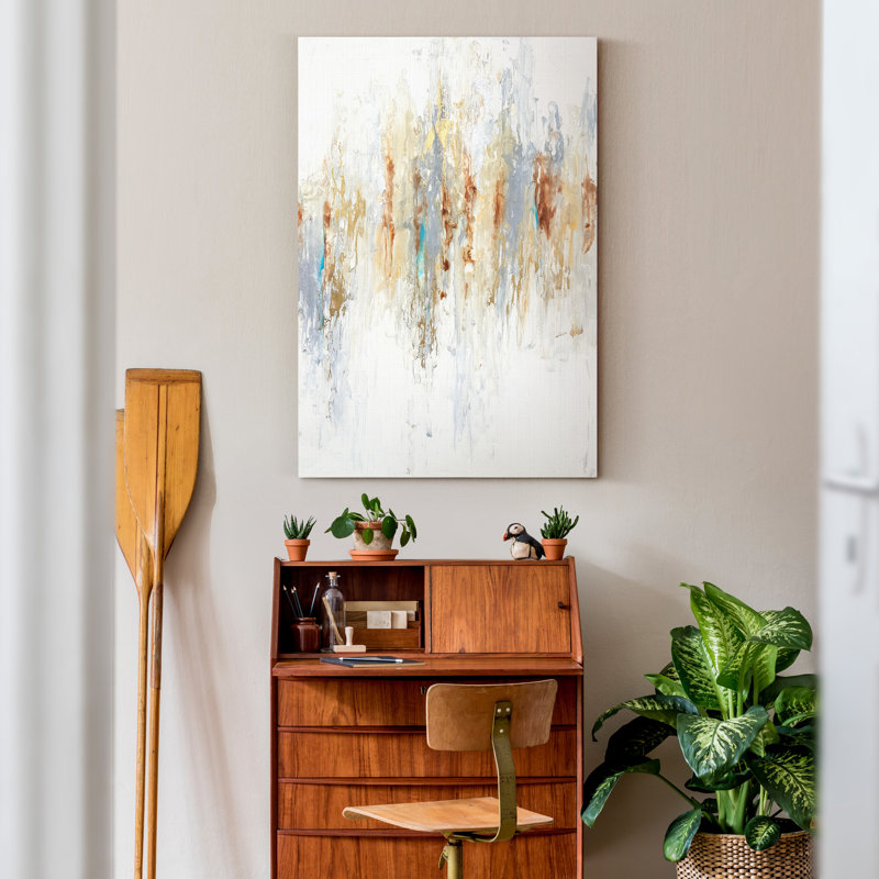 «Gold and Gray Exploration IX», reproduction d'art sur toile, H 48 po x l 32 po x P 1 po