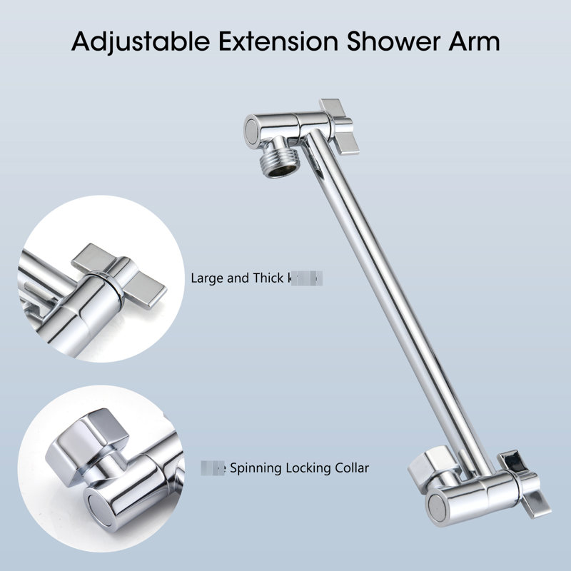 10" Shower : High Rainfall & Handheld With 11" Arm, 6 Settings, Non-clogging Nozzles, Stainless Steel, Wall Mount, Square Head, Adjustable Flow Rate Head Bundle: 10 Inch 11 Leak Design, Corrosion