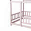 Lit double en bois pleine grandeur avec structure de toit, garde-corps de sécurité, rose-1738278233-1738278235