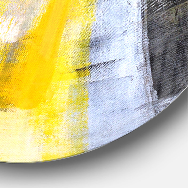 Horloge murale moderne grise et jaune, Grand