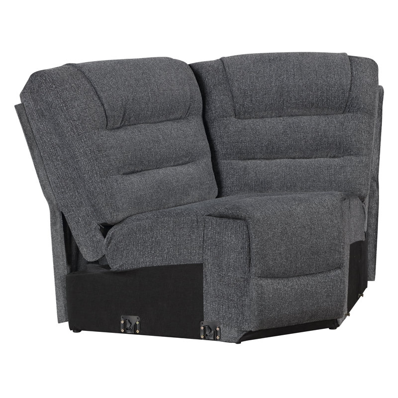 Hynes 3-Piece Chenille Sectional, Dark Gray, Power - Push Button